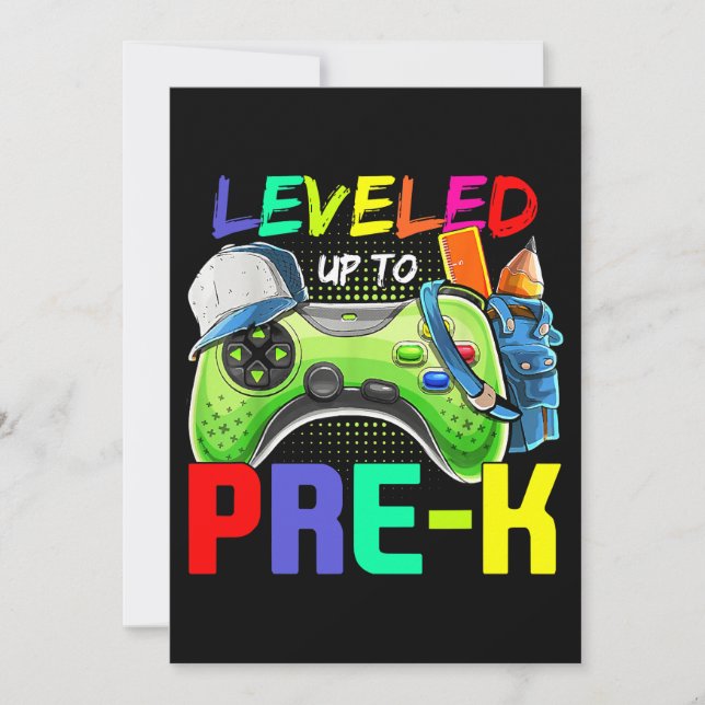 Invitation Leveled Up To PreK Gamer Back To School First Day  (Devant)