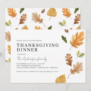 Invitation Levier d'automne   Aquarelle moderne Thanksgiving 