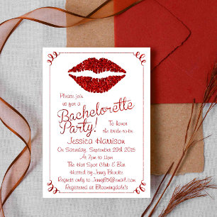 Invitation Lèvres rouges rubis effet paillettes enterrement d