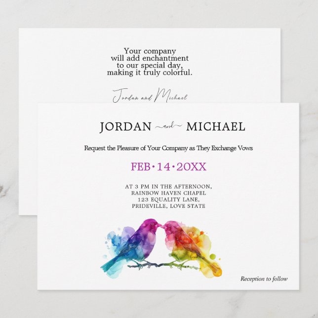 Invitation LGBTQ+ Plongeurs arc-en-ciel horizontaux (Devant / Derrière)