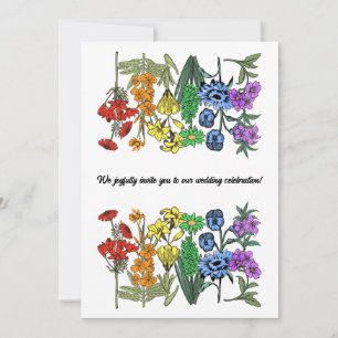 Invitation LGBTQ Pride Rainbow Vintage Flower Mariage