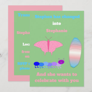 Invitation LGBTQIA Papillon de la Fierté Transgenre Chenille 