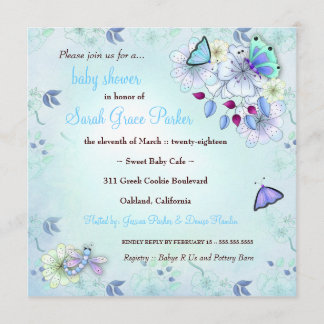 Invitation LGC| Bleu Baby shower du jardin