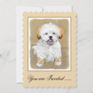 Invitation Lhasa Apso Puppy Peinture - Cute Original Chien Ar