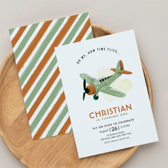 Invitation L'heure de vol Avion Anniversaire (Créateur téléchargé)