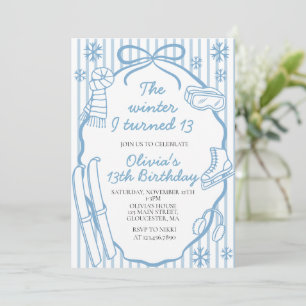 Invitation L'hiver de mes treize ans 13e anniversaire
