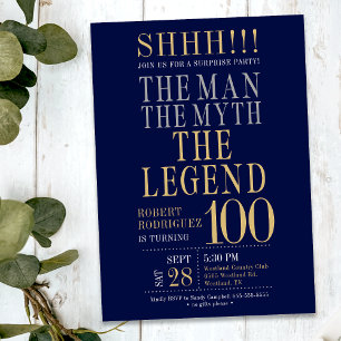 Invitation L'Homme La Légende Surprise 100 Anniversaire