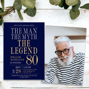 Invitation L'Homme Le Mythe La Légende Photo 80e anniversaire