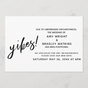 Invitation L'Humour Mariage repoussé Yikes!