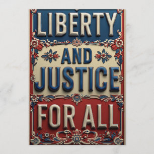 Invitation Liberté et justice pour tous vintage patriotique