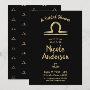 Invitation LIBRA Gold Zodiac Astrologie Automne Fête des mari