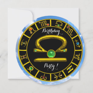Invitation LIBRA GOLD ZODIAC JEWEL D'ANNIVERSAIRE, Astrologie