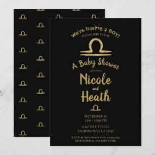 Invitation LIBRA Or Septembre Octobre Automne Baby Shower