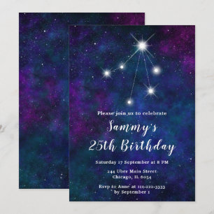 Invitation Libra Zodiac Constellation fête d'anniversaire
