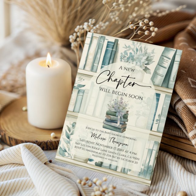 Invitation Library New Chapter Blue Boy Book Baby Shower (Créateur téléchargé)