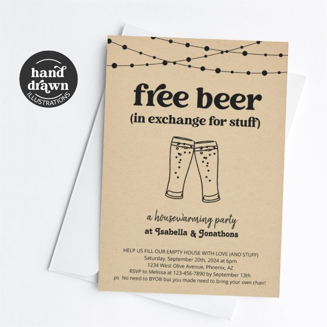 Invitation Libre Bière Amusante Fête du réchauffement de la m (Créateur téléchargé)