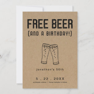 Invitation Libre Bière drôle Anniversaire Enregistrer la cart