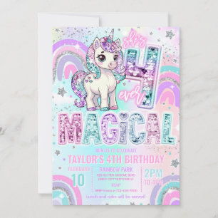 Invitation Licorne 4e Anniversaire Quatre Toujours Magique Ar