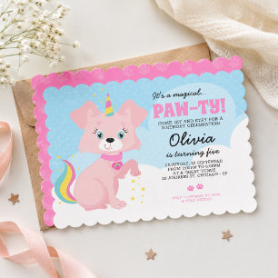 Invitation Licorne chiot - Anniversaire fille Unipuppy