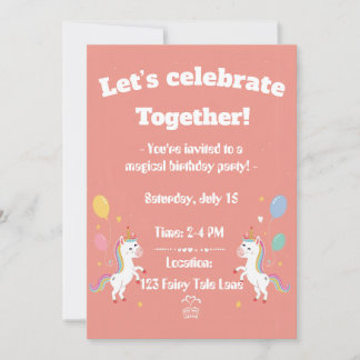 Invitation Licorne Magique Mignonne