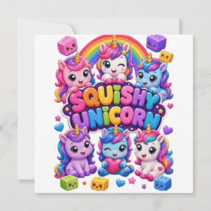 Invitation Licorne Mignonne Squishy Kawaii Bébés Licornes Arc
