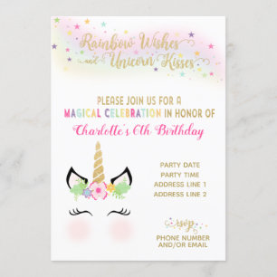 Invitation Licorne OR ARC-EN-CIEL