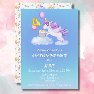 Invitation Licorne pour 4ème Anniversaire avec Gât