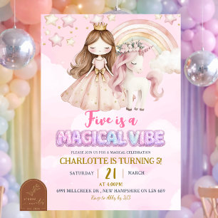 Invitation Licorne Rose Cinq Est Un Anniversaire De Vibe Magi