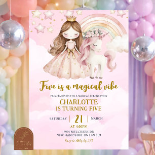 Invitation Licorne Rose Five Est Un Anniversaire De Vibe Magi