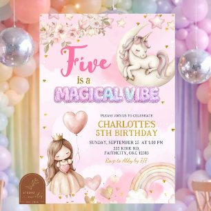 Invitation Licorne Rose Five Est Une Vibration Magique Cinqui