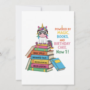 Invitation Licorne Ver de Livre Mignon 1er Anniversaire   Rea