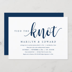 Invitation Lied noeud, Moderne Post Mariage Elopement Invi