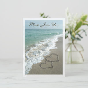 Invitation Lieu de Réception de Mariage Après la Plage Coeurs