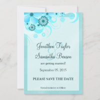 Light Aqua Blue Floral Économisez La Date Annonces