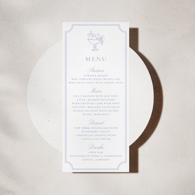 Invitation Light Blue Double Frame Wedding Menu (Créateur téléchargé)