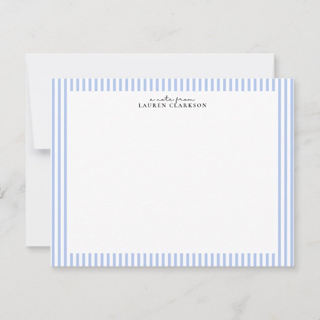 Invitation Light Blue Stripe Border Note Card (Devant)