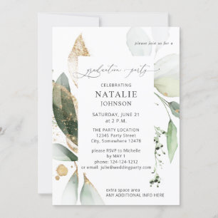 Invitation Light Eucalyptus Glow Gold Graduation Party