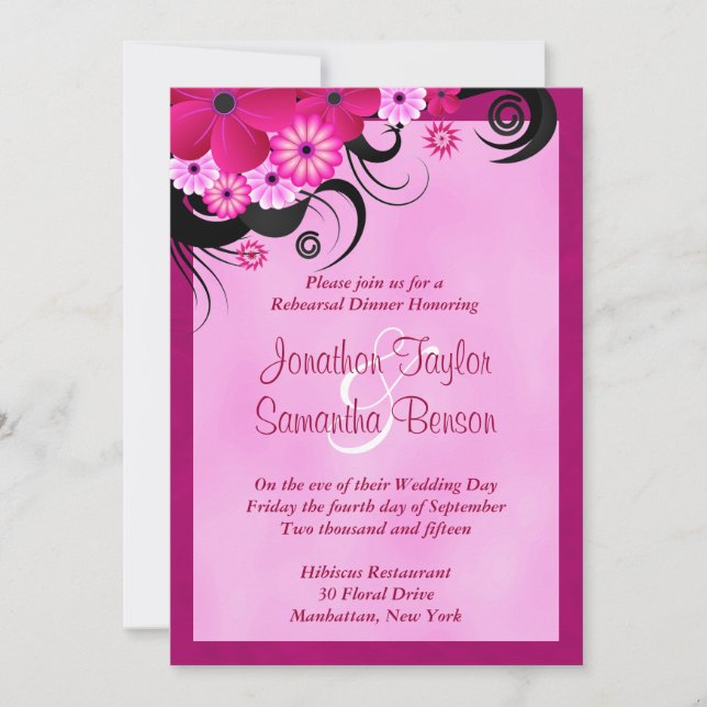 Invitation Light Fuchsia 5x7 Mariage Dîner de répétition Invi (Devant)