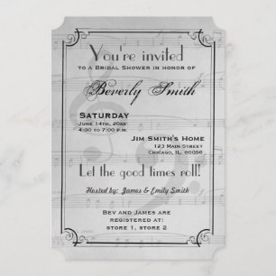 Invitation Light Grey Musical thème nuptiale douche