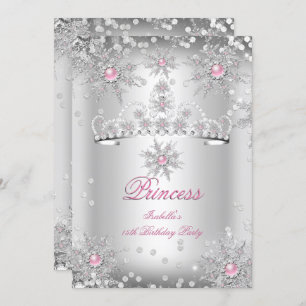 Invitation Light Pink Silver Winter Wonderland