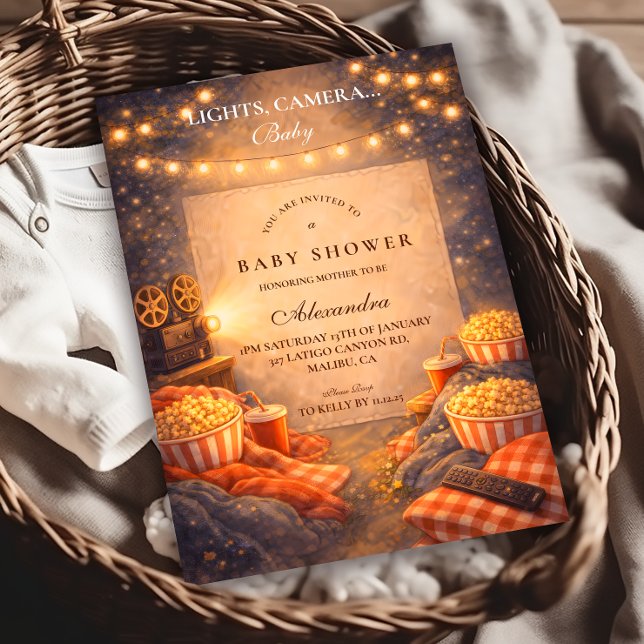 Invitation Lights Camera Baby Shower (Créateur téléchargé)