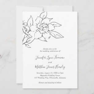 Invitation Ligne artistique neutre Fleur Élégant Mariage Tout