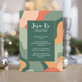 Invitation Ligne biologique Art Abstrait - Jade Coral Holiday