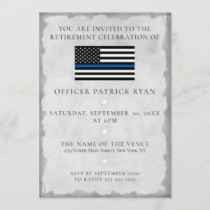 Invitation Ligne Bleue Mince Police Argent Drapeau Parti de r