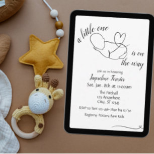 Invitation Ligne Continue, Baby Shower Minimaliste