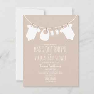 Invitation Ligne de Baby shower de fille rose virtuelle en li