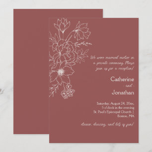 Invitation Ligne de Marsala Vintage Florale Réception