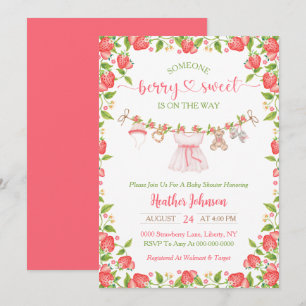 Invitation Ligne de vêtements bébé aux fraises sucrées Shower