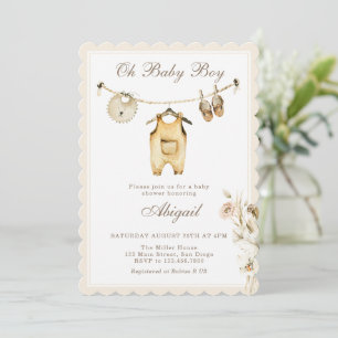 Invitation Ligne de vêtements bébé garçon herbe de Pampas Bab
