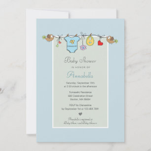 Invitation Ligne de vêtements bleus adorables apportez un liv